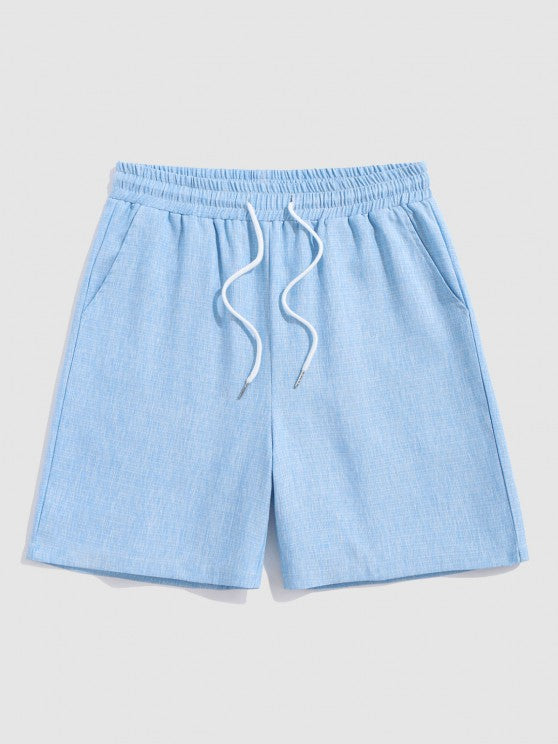 Stand Collar Shirt And Drawstring Shorts - Grafton Collection