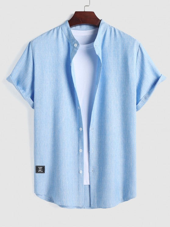 Stand Collar Shirt And Drawstring Shorts - Grafton Collection