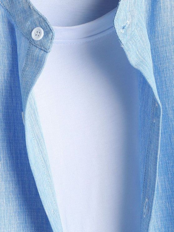 Stand Collar Shirt And Drawstring Shorts - Grafton Collection