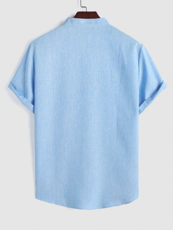 Stand Collar Shirt And Drawstring Shorts - Grafton Collection