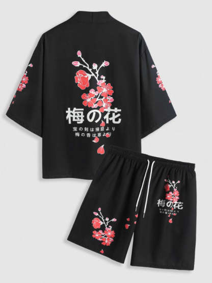 Plum Blossom Print And Board Shorts Set - Grafton Collection