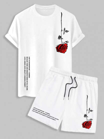Graphic T Shirt And Drawstring Shorts Set - Grafton Collection
