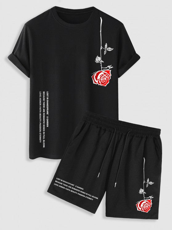 Graphic T Shirt And Drawstring Shorts Set - Grafton Collection