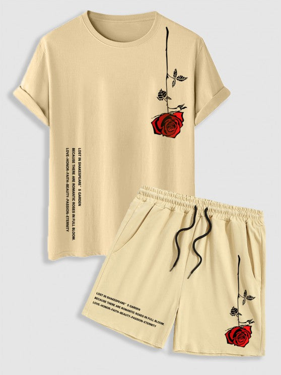 Graphic T Shirt And Drawstring Shorts Set - Grafton Collection