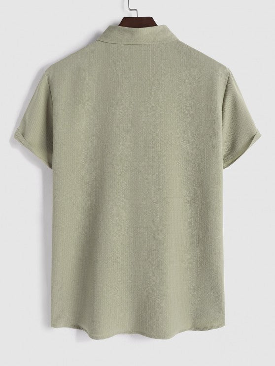Textured Short Sleeves Shirt And Plain Pant - Grafton Collection