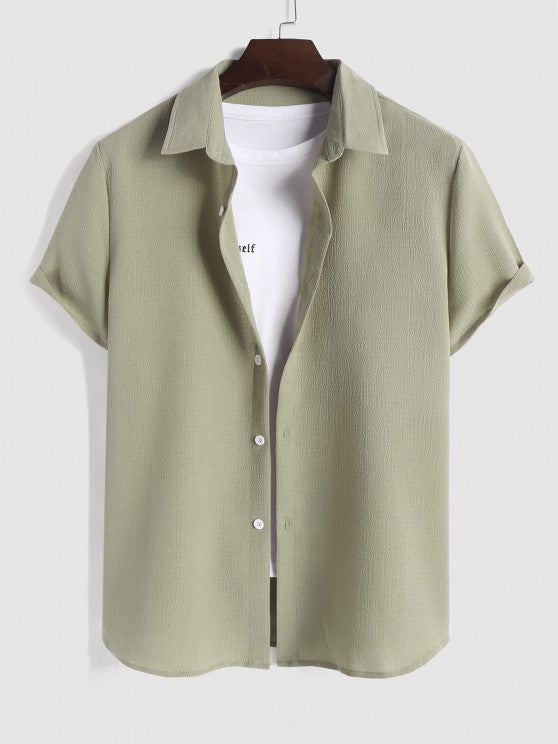 Textured Short Sleeves Shirt And Plain Pant - Grafton Collection
