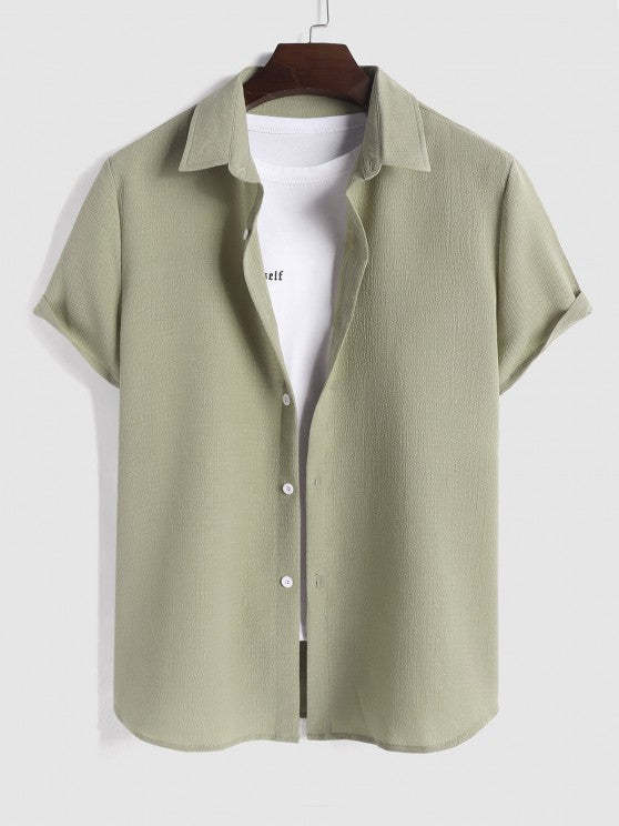 Textured Short Sleeves Shirt And Plain Pant - Grafton Collection