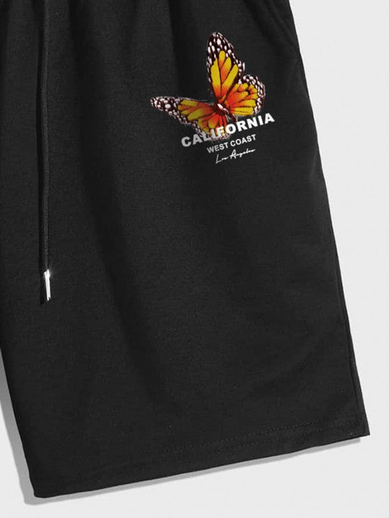 Casual Butterfly Printed T-Shirt And Shorts - Grafton Collection