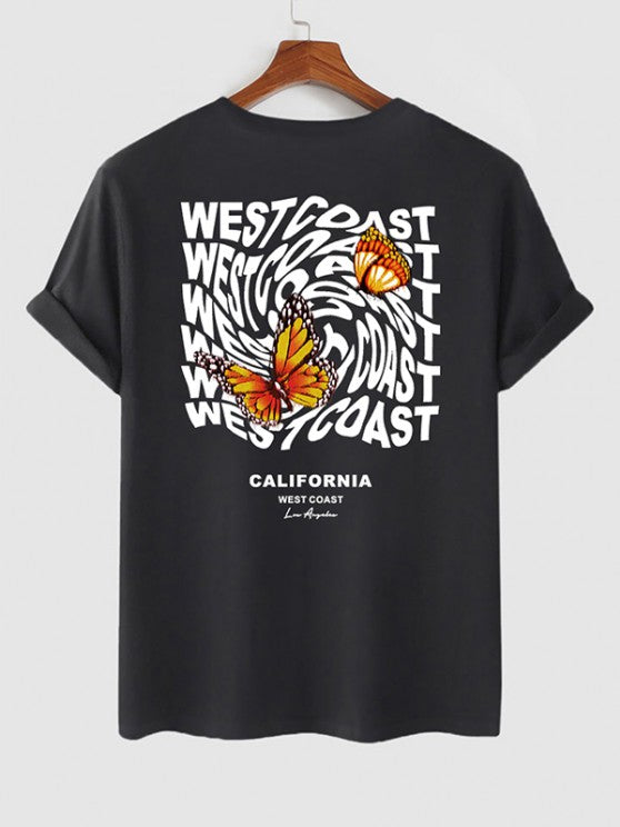 Casual Butterfly Printed T-Shirt And Shorts - Grafton Collection