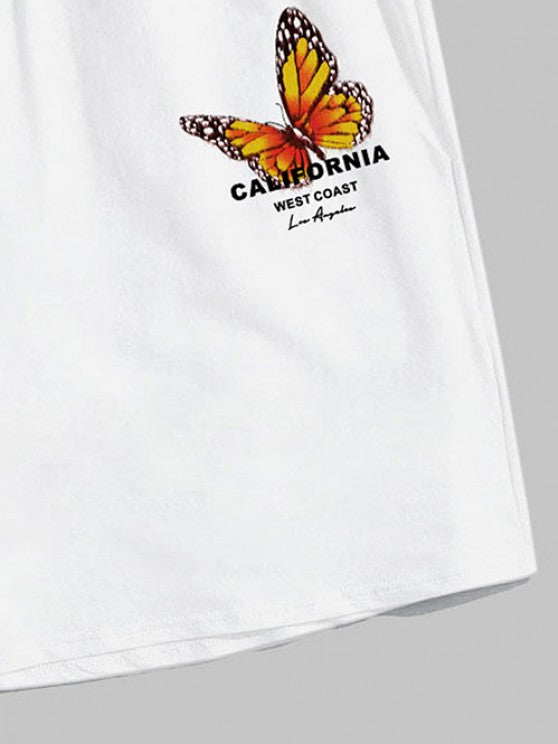 Casual Butterfly Printed T-Shirt And Shorts - Grafton Collection