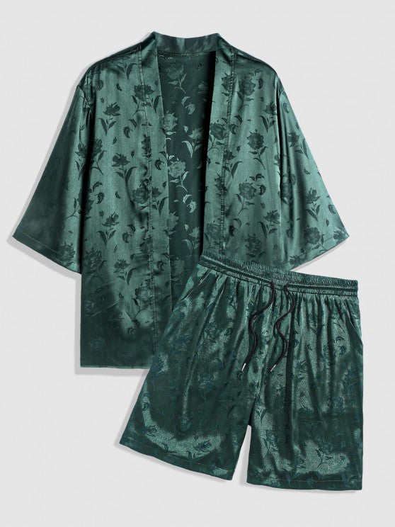 Front Kimono Shirt And Casual Shorts - Grafton Collection
