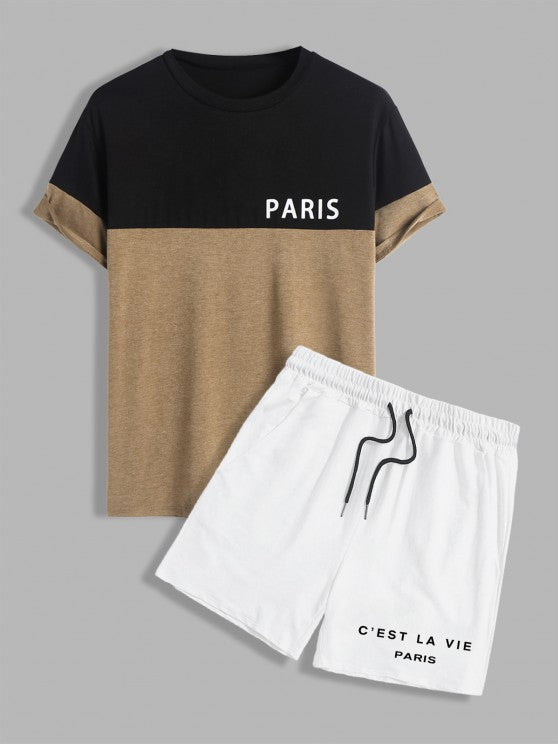 Two Tone Short Sleeves T Shirt And Shorts - Grafton Collection