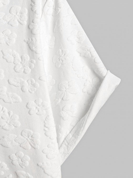 Flower Pattern Shirt And Casual Sweat Shorts - Grafton Collection