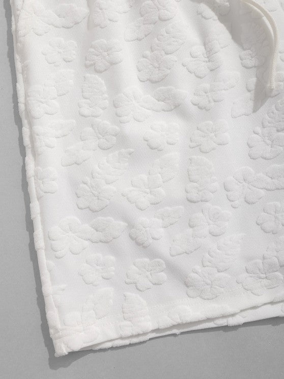 Flower Pattern Shirt And Casual Sweat Shorts - Grafton Collection