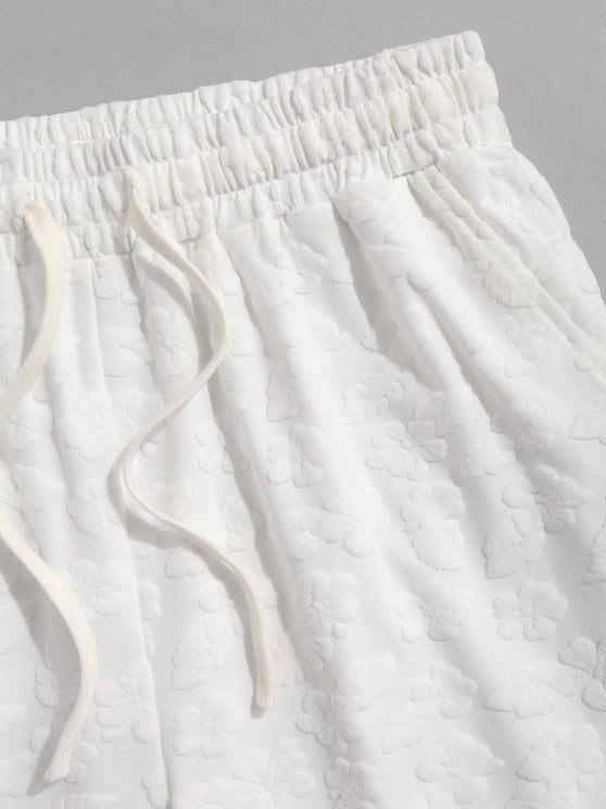 Flower Pattern Shirt And Casual Sweat Shorts - Grafton Collection