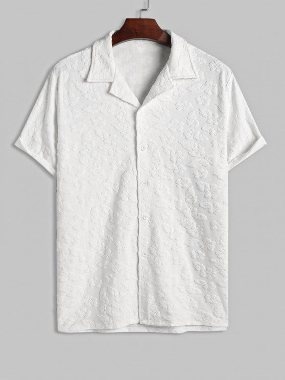 Flower Pattern Shirt And Casual Sweat Shorts - Grafton Collection