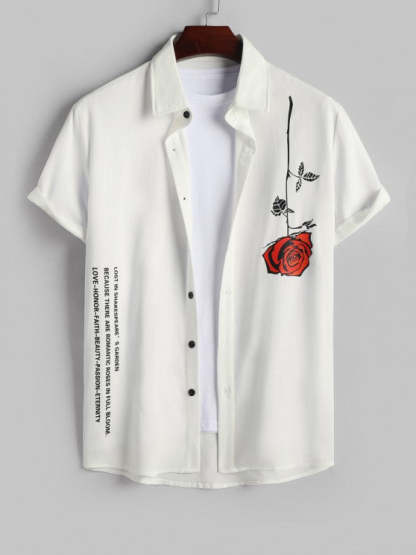Streetwear Slogan Shirt And Floral Shorts Set - Grafton Collection