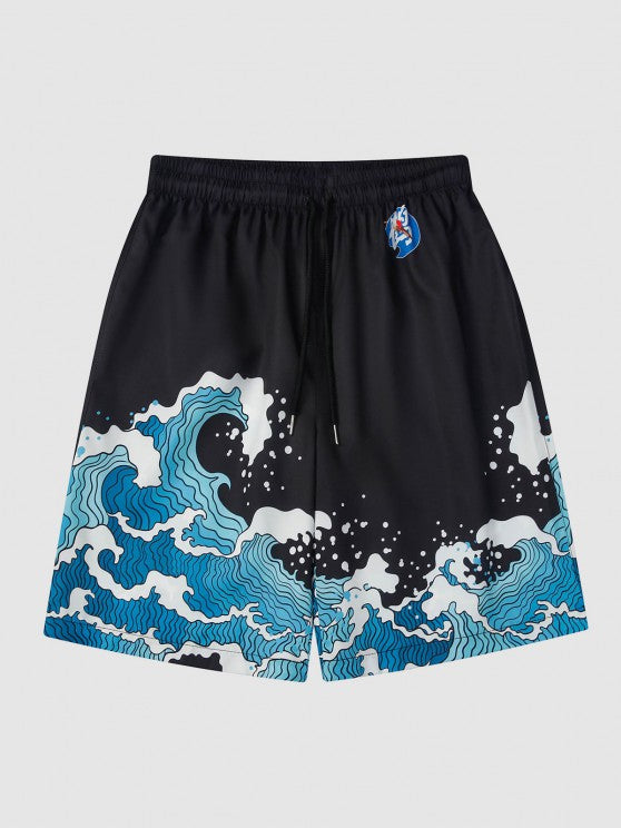 Sea Wave Printed T-Shirt And Shorts - Grafton Collection
