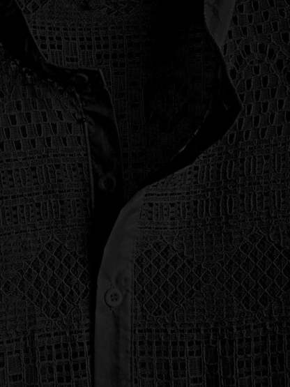 Netted Long Sleeves Shirt And Shorts - Grafton Collection