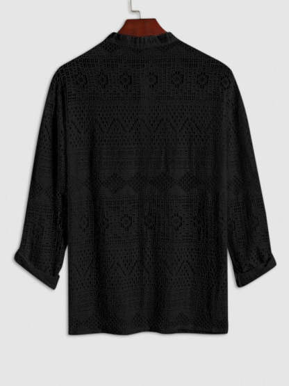 Netted Long Sleeves Shirt And Shorts - Grafton Collection