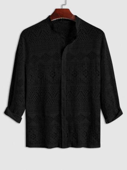 Netted Long Sleeves Shirt And Shorts - Grafton Collection