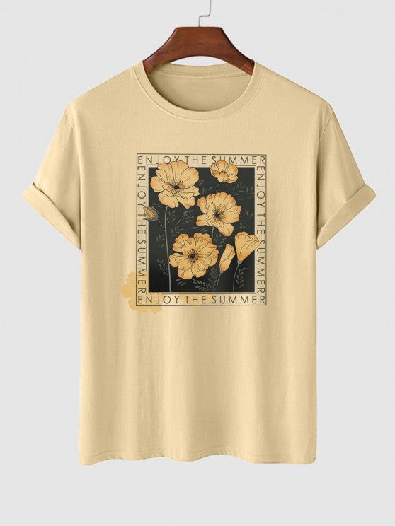 Flowers Pattern T-Shirt And Casual Shorts - Grafton Collection