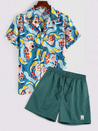 Fruit Painting Shirt And Drawstring Shorts - Grafton Collection