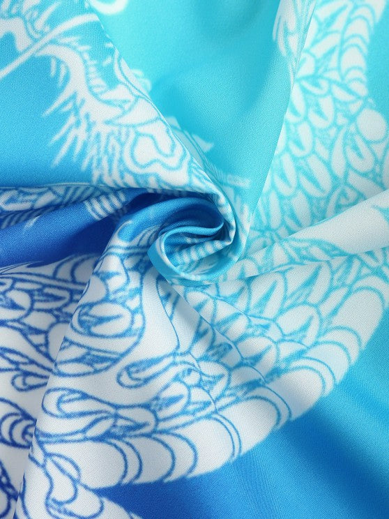 Dragon Printed Front Kimono And Shorts - Grafton Collection