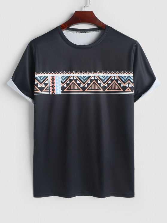 Geometric Pattern T Shirt And Shorts - Grafton Collection