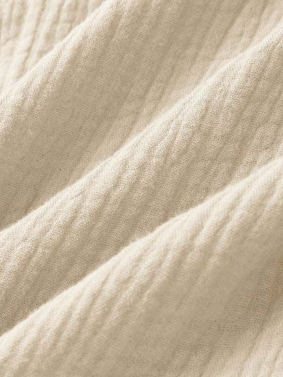 Textured Wrinkle Shirt And Drawstring Shorts Set - Grafton Collection