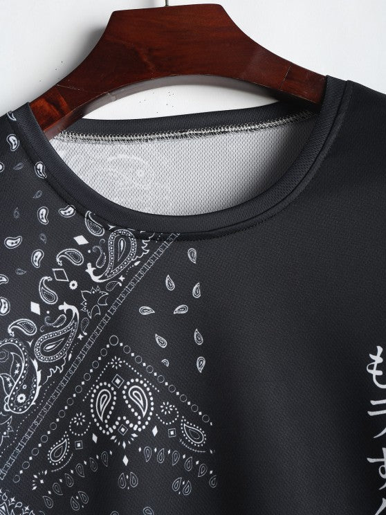 Japanese Printed Round Neck T-Shirt And Shorts - Grafton Collection