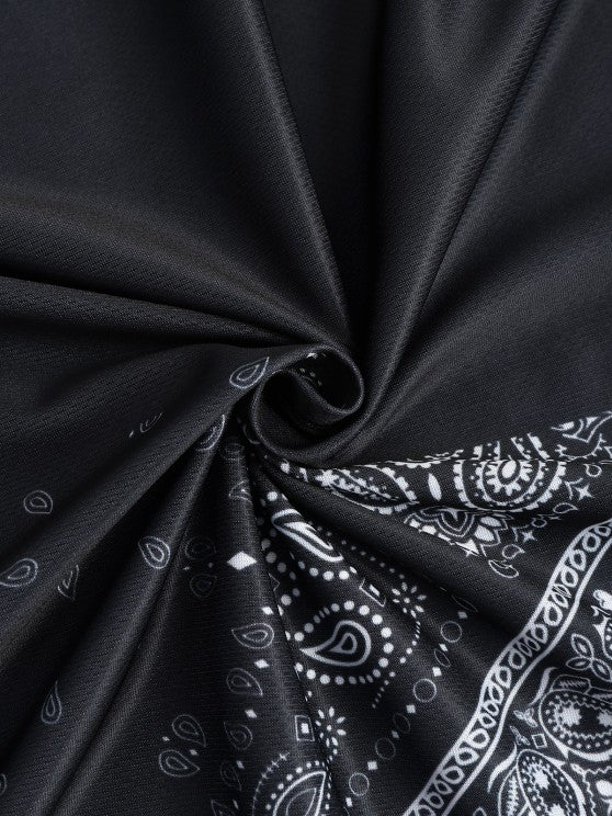 Japanese Printed Round Neck T-Shirt And Shorts - Grafton Collection