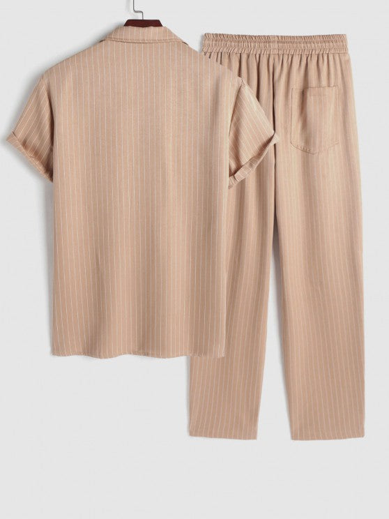Casual Stripe Pocket Design Shirt And Pant - Grafton Collection