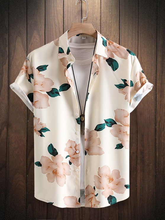 Floral Pattern Shirt And Elastic Cargo Pants - Grafton Collection