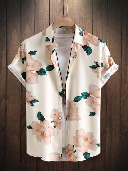 Floral Pattern Shirt And Elastic Cargo Pants - Grafton Collection
