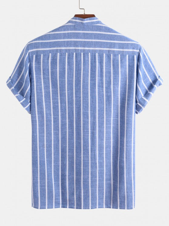 Vertical Striped Pullover Shirt And Shorts Set - Grafton Collection