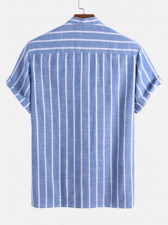 Vertical Striped Pullover Shirt And Shorts Set - Grafton Collection