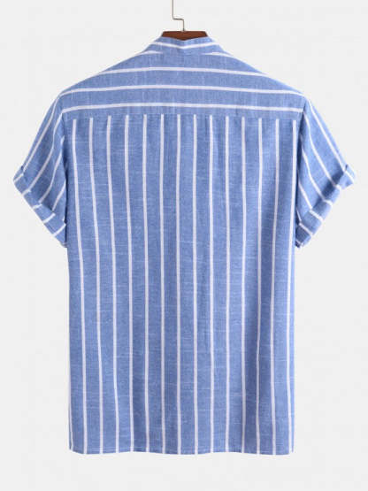 Vertical Striped Pullover Shirt And Shorts Set - Grafton Collection