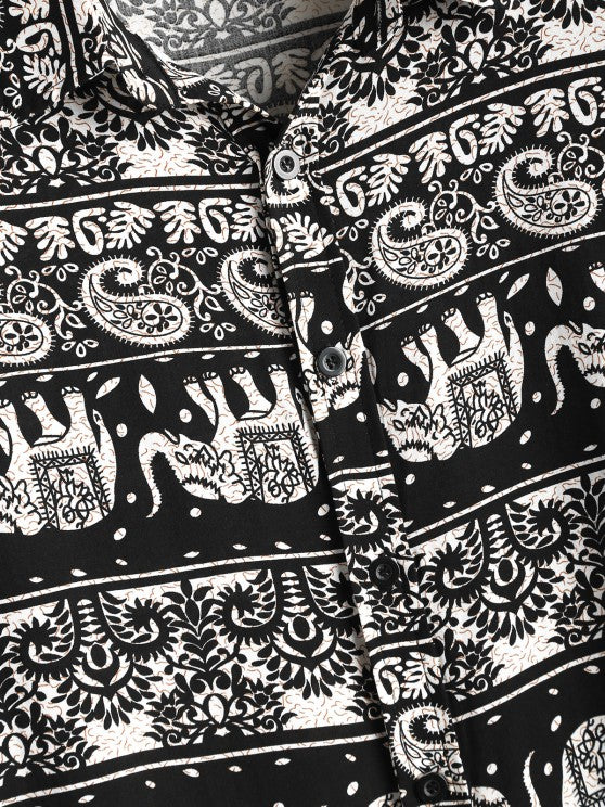 Elephant Paisley Pattern Shirt And Casual Short - Grafton Collection