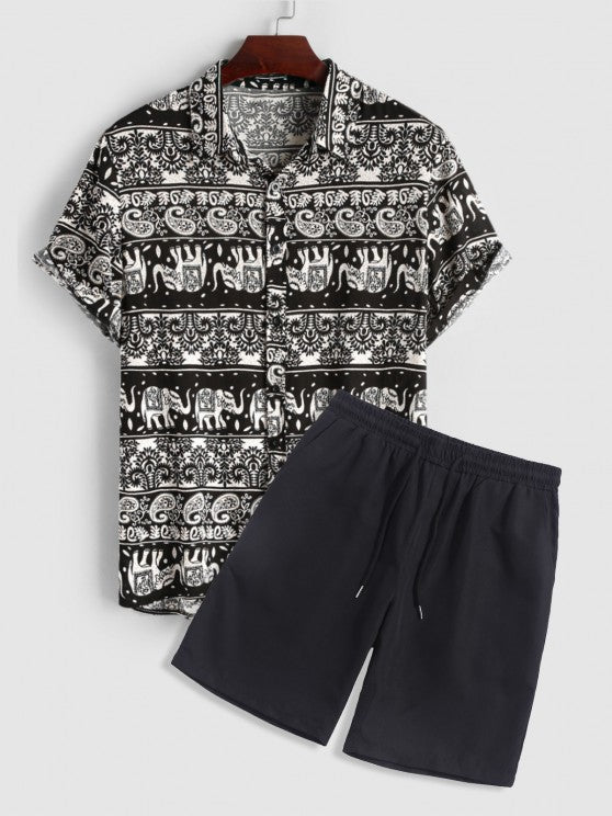 Elephant Paisley Pattern Shirt And Casual Short - Grafton Collection
