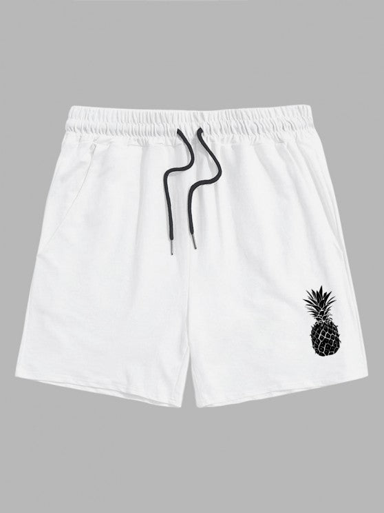 Pineapple Print T Shirt And Drawstring Shorts Set - Grafton Collection