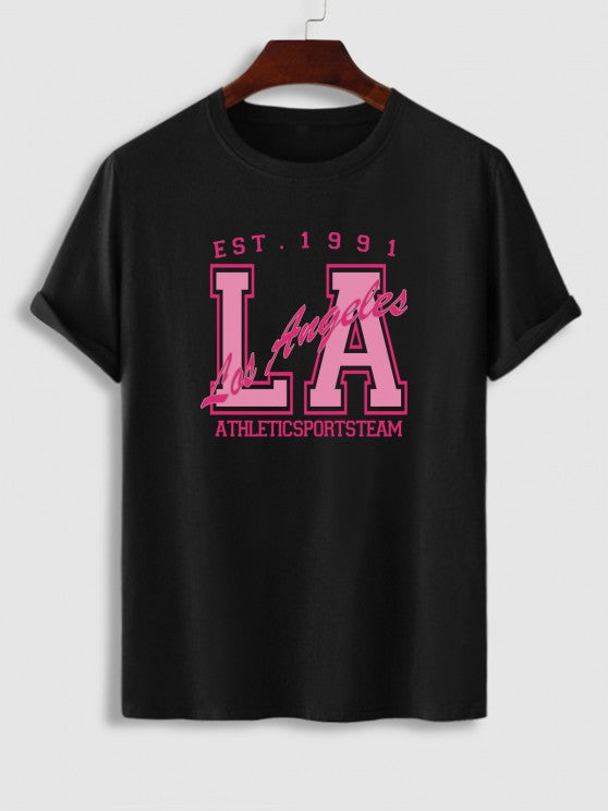 Letter Printed T-Shirt And Casual Shorts Set - Grafton Collection