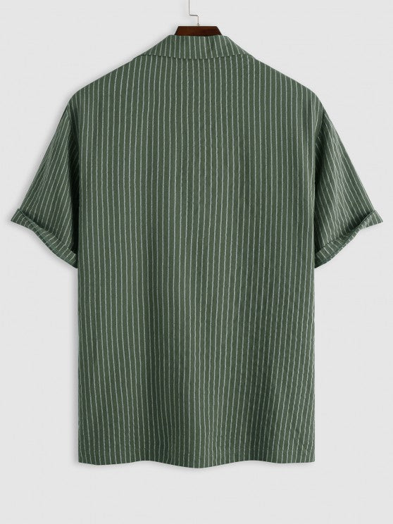 Collar Striped Pattern Shirt And Casual Pants - Grafton Collection