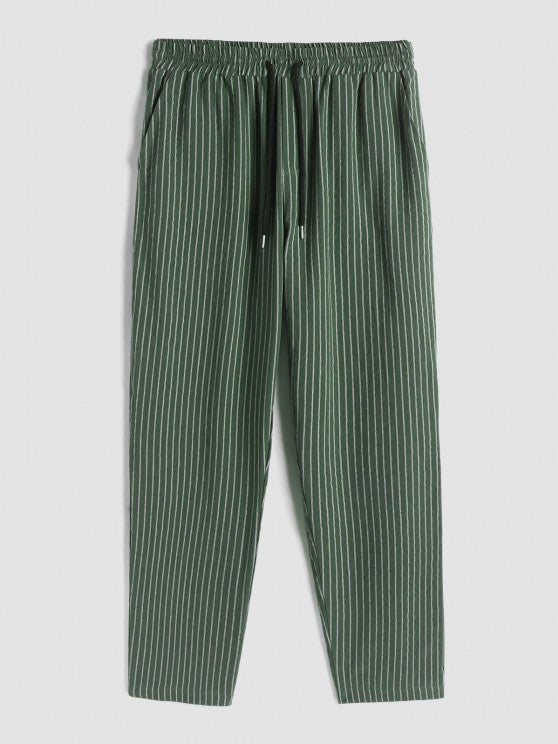 Collar Striped Pattern Shirt And Casual Pants - Grafton Collection