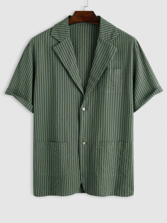 Collar Striped Pattern Shirt And Casual Pants - Grafton Collection
