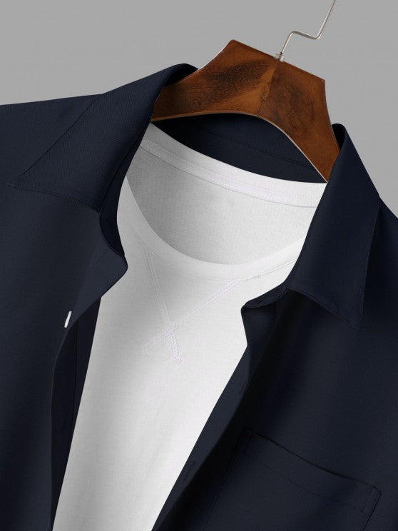 Solid Color Shirt And Casual Shorts Set - Grafton Collection