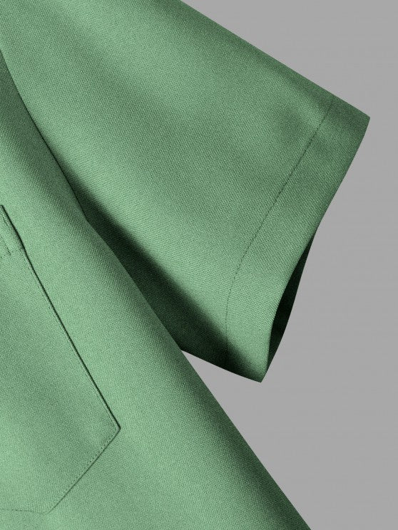 Solid Color Shirt And Casual Shorts Set - Grafton Collection