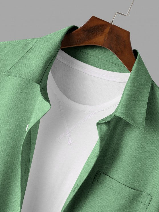 Solid Color Shirt And Casual Shorts Set - Grafton Collection