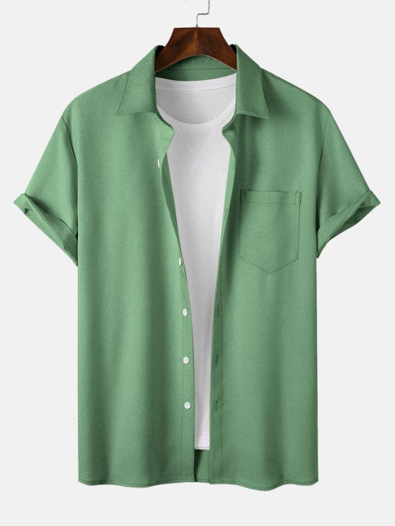 Solid Color Shirt And Casual Shorts Set - Grafton Collection