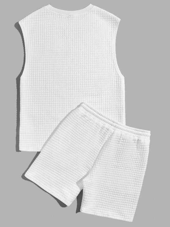 Textured Tank Top And Shorts Sports Set - Grafton Collection
